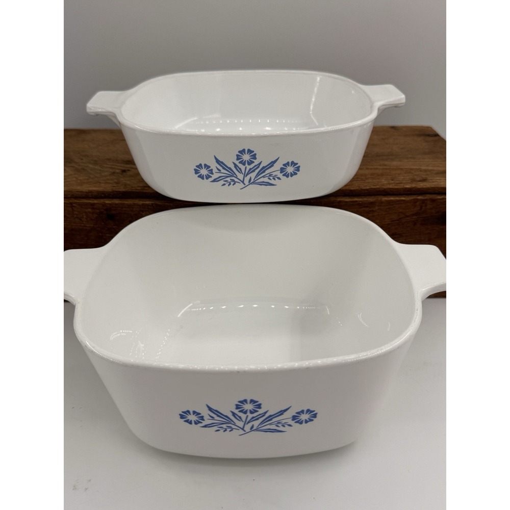 Vintage Corning Ware Blue Cornflower P-1-B One QT & P-1 3/4-B 1 3/4 QT No Lids